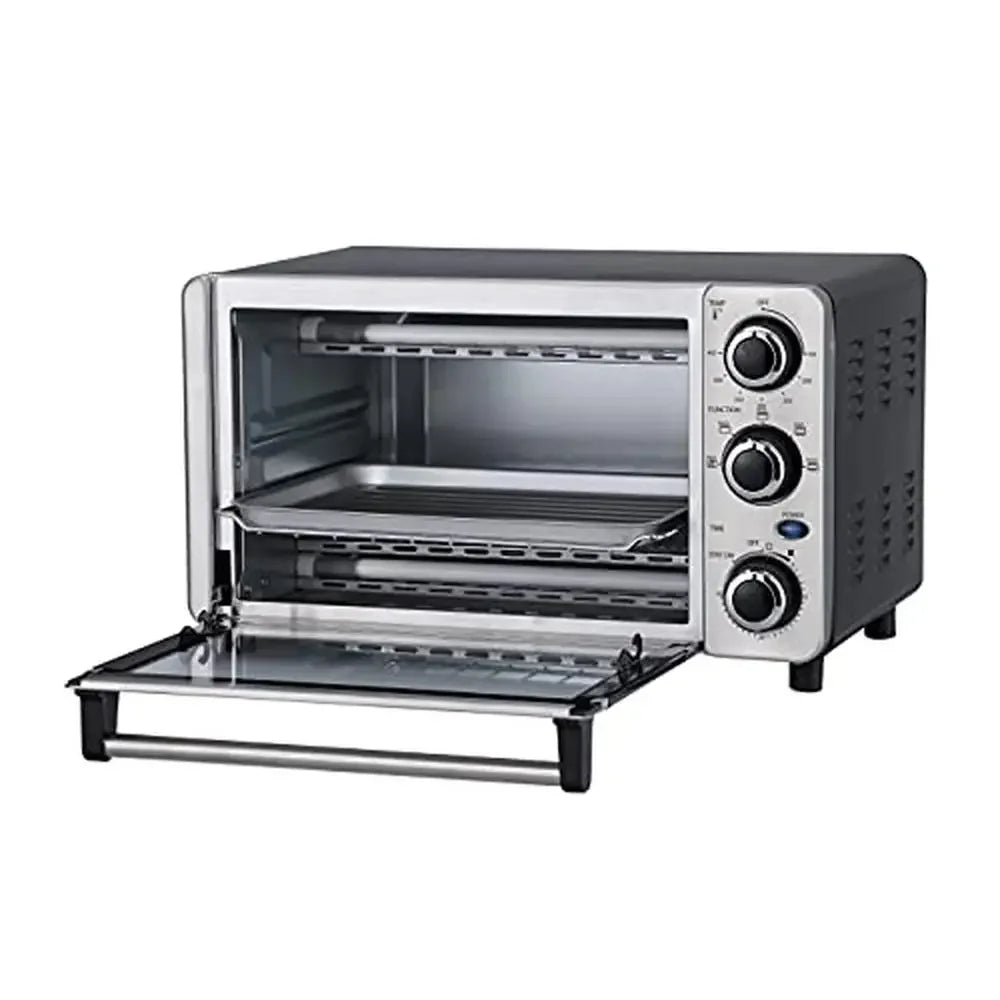 Toaster Oven Stainless Steel 4 Slice 0.4 cu ft/12L Toast Bake Broil Keep Warm 1100W Powerful Heating Mechanical Control Knobs