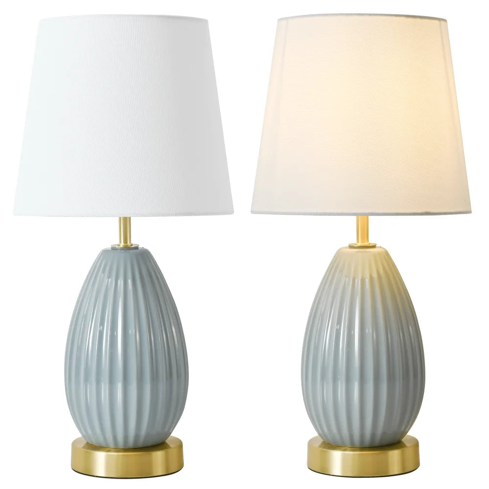 18-Inch Table Lamp with E26 Black Bakelite Socket, 60W Max (Bulb Excluded), Rotary Switch, Antique Brass & Light Blue Finish