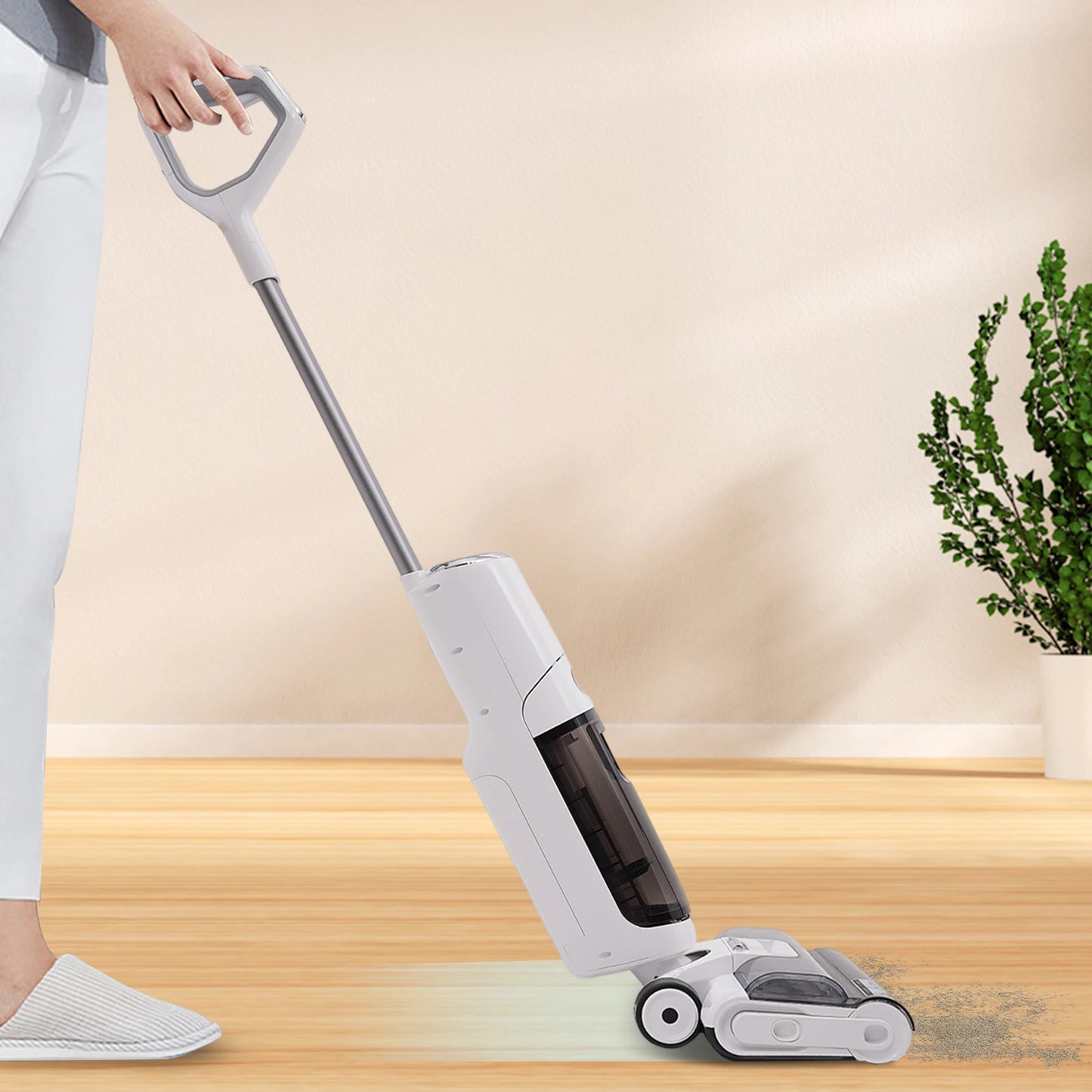 Cordless Wet Dry Vacuum Cleaner 250W Handheld Floor Washing Machine Self-Cleaning Floor Washer with LED Voice for Hard Floor