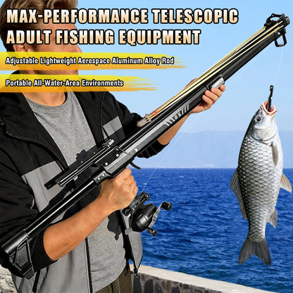 Complete Outdoor Fishing Slingshots Reel Kit with Telescopic Aluminum Rod for Fishing, Adult Professional Slingshot