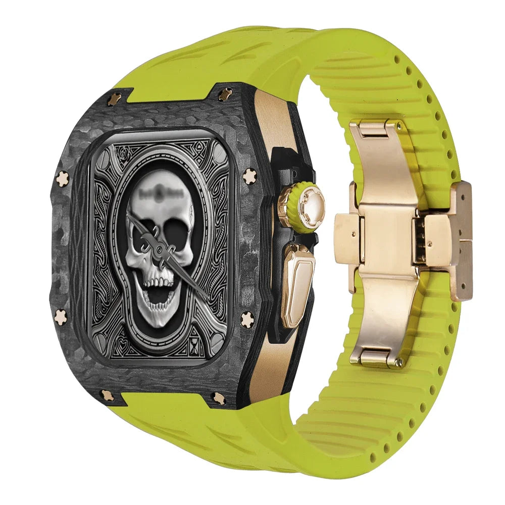 Modification Kit Carbon Fiber Case For Apple Watch Ultra 2 49mm Fluororubber Strap Luxury Mod Kit for iWatch Ultra 49MM