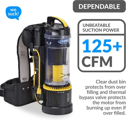 2.0 Commercial Bagless Backpack Vacuum Cleaner with Electric Power Nozzle