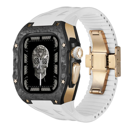 Modification Kit Carbon Fiber Case For Apple Watch Ultra 2 49mm Fluororubber Strap Luxury Mod Kit for iWatch Ultra 49MM