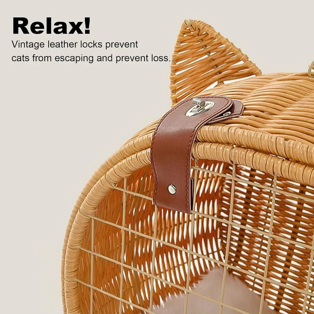 Portable Pet Stroller for Small Dogs and Cats - Rattan Basket on Wheels, Ideal for Outdoor Adventures and Beach Strolls