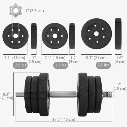 55 lbs Adjustable Dumbbells Weight Set Dumbbell Hand Weight Barbell for Body Fitness Lifting Training for Home Office Gym Black
