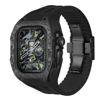 Modification Kit Carbon Fiber Case For Apple Watch Ultra 2 49mm Fluororubber Strap Luxury Mod Kit for iWatch Ultra 49MM