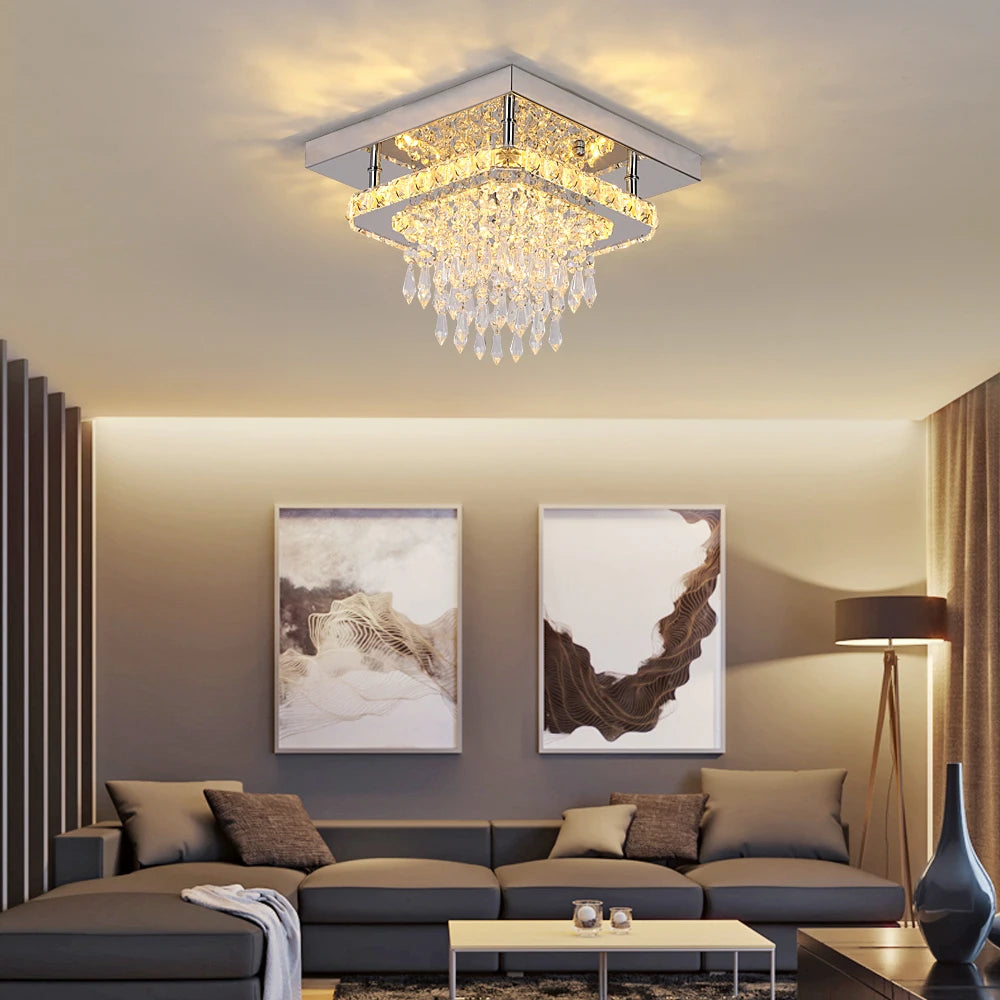 VETRULUS Luxury Silver K9 Crystal Ceiling Lamp Led Chandelier Modern Living Dining Room Decor Pendant Light Lustre Home Fixture