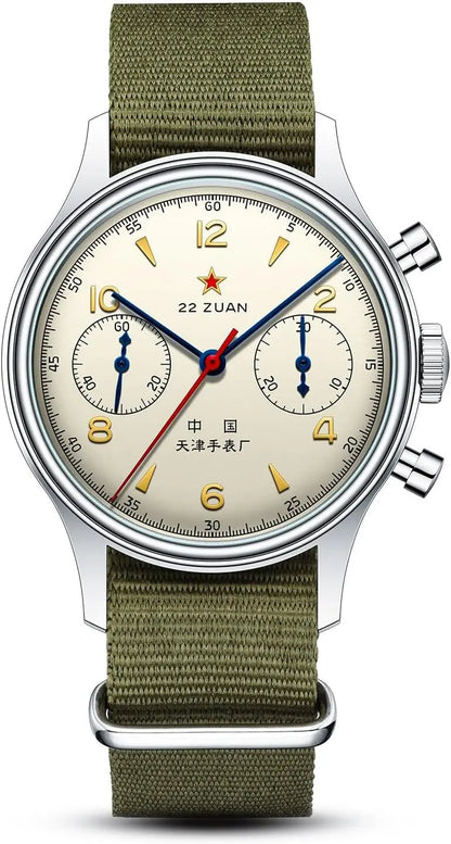 Men's Mechanical Chronograph Pilot Watch, Manual Winding, Aviation Style, International Edition