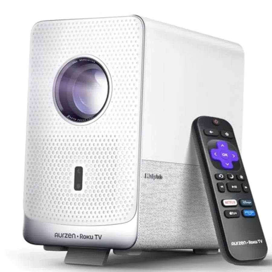 Portable Mini Projector Bundle with Carrying Case for Home and Outdoor Movies: Roku Streaming Experience Built-in Sealed Optica