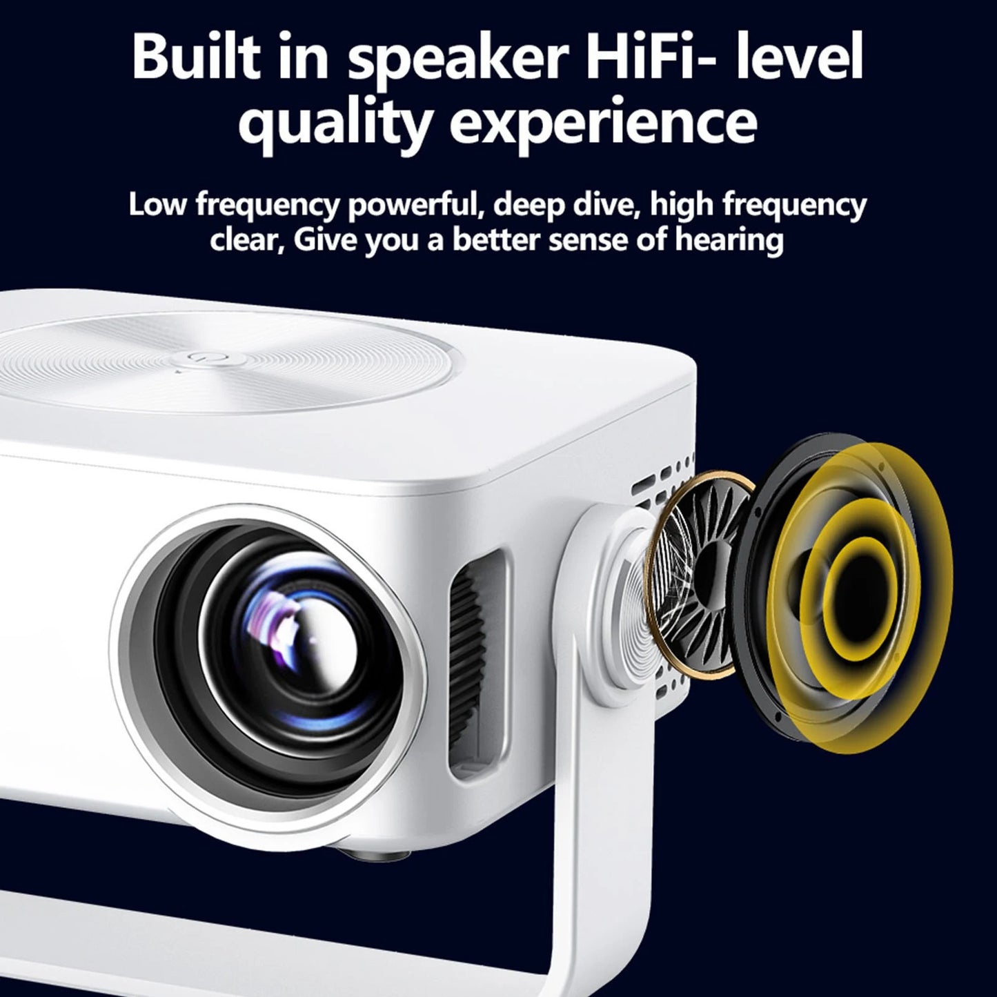 Projector WiFi Portable Projector 360° Rotation LED 1080P Auto Keystone Correction with Remote Control for Gaming Sessions