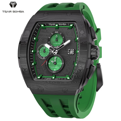 TSAR BOMBA Men’s Quartz Watch, Stainless Steel Case, Japanese Movement, Chronograph Date, Sapphire Crystal, 50M Water Resistant