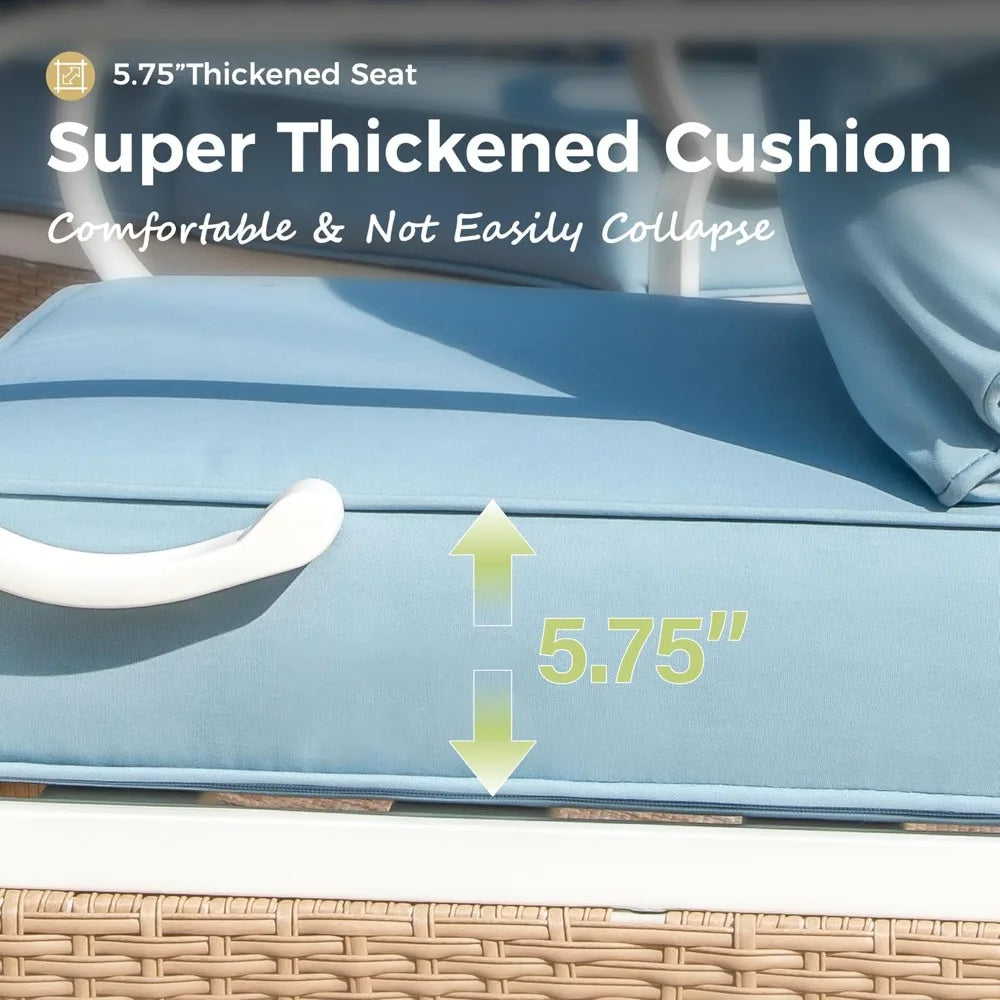 4Piece Patio Furniture Set,2 x Fixed Chair,1 x3-Seat Sofa with Marbling Coffee Table,All Cushioned 5 Seats Outdoor Conversation