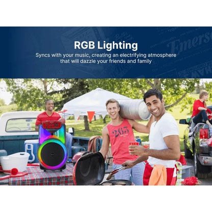 Portable 15' Bluetooth Party Speaker with Dynamic Flame Lights