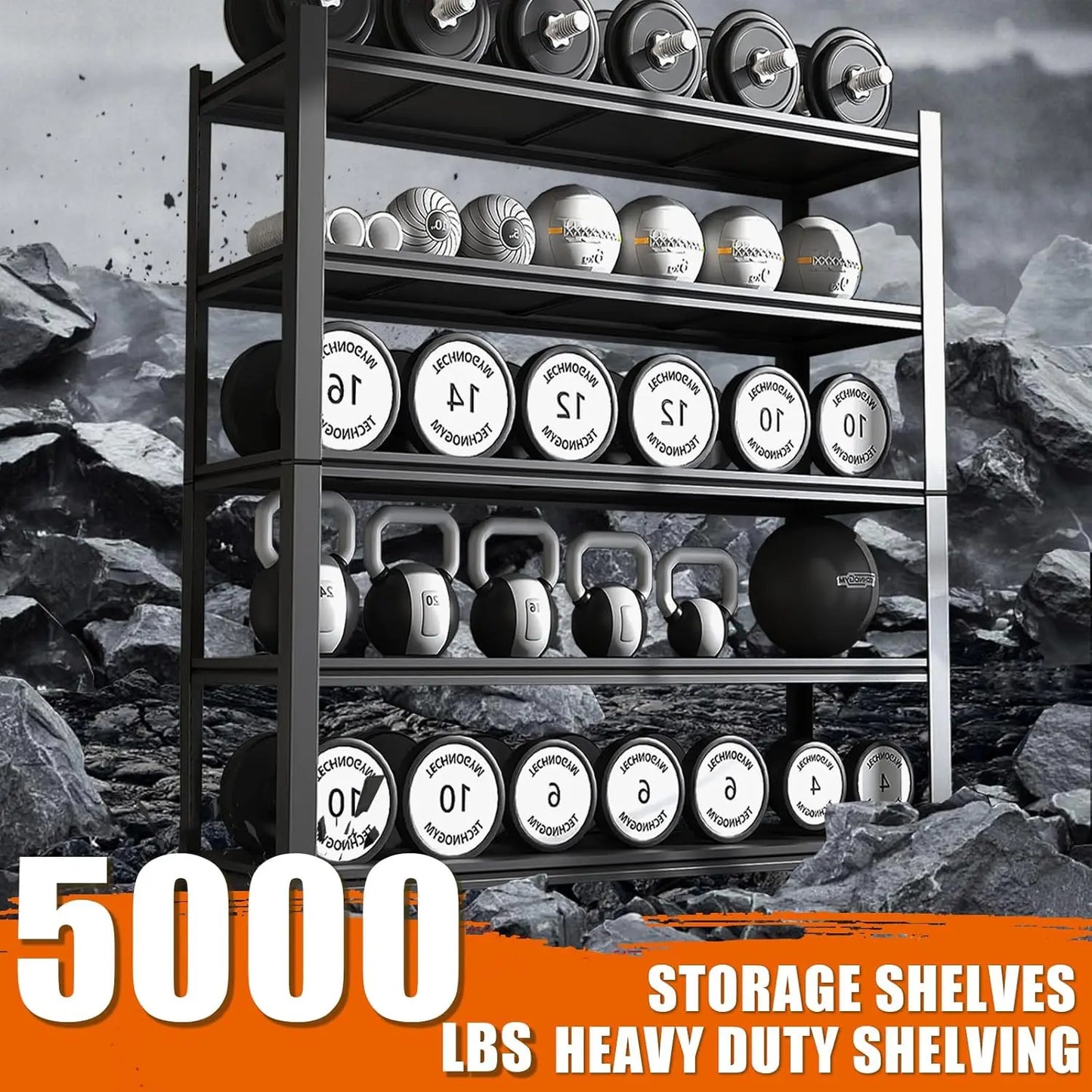 5000LBS Garage Shelving Heavy Duty Metal Shelves ,Storage Shelves Adjustable 5 Tier Metal Shelves for Garage, Customized