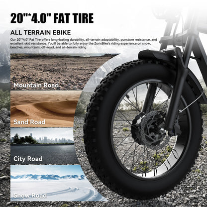 ZorixBike Z6 Pro Electric Bike for Adults 3000W 48V 23AH Max 80Miles Electric Motorcycle 20" Fat Tire Bike Shamano 7-Speed EBike