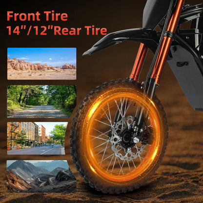 Tuttio MS2 Electric Bicycle 2000W motorcycle  14"/12" Fat Tire 48V 21AH Battery Ebike for Teens Adults
