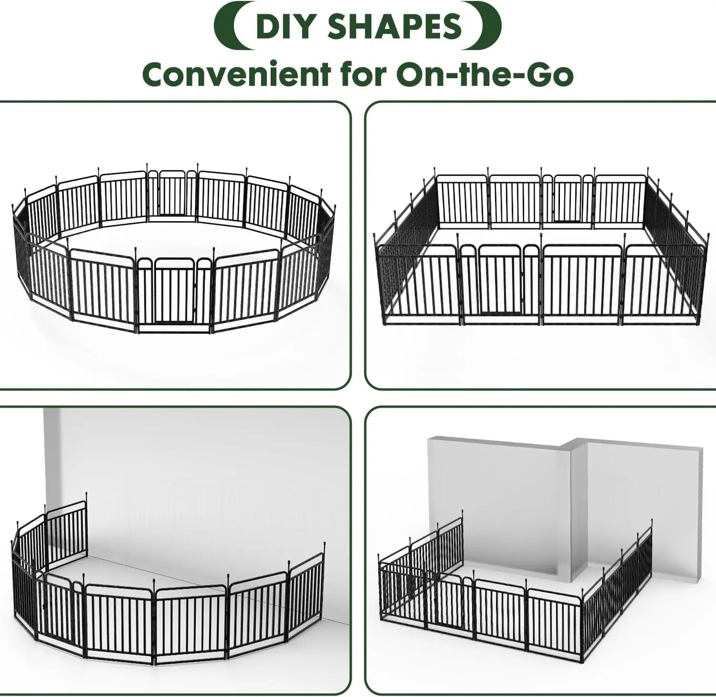 40" Height Dog Fence with 16 Panels, Portable Handle & Strap, Easy Setup for Indoor and Outdoor Pet Use