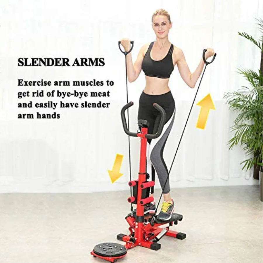 Multifunktions Indoor Stair Stepper Adjustable Climbing Machine Quiet Fitness Exercise Machine Folding Pedal Exerciser with Arm