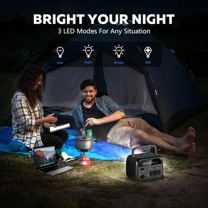 Portable Power Station with 100W Solar Panel, 345Wh LiFePO4 Battery,Solar Generator with 500W AC Output for Camping