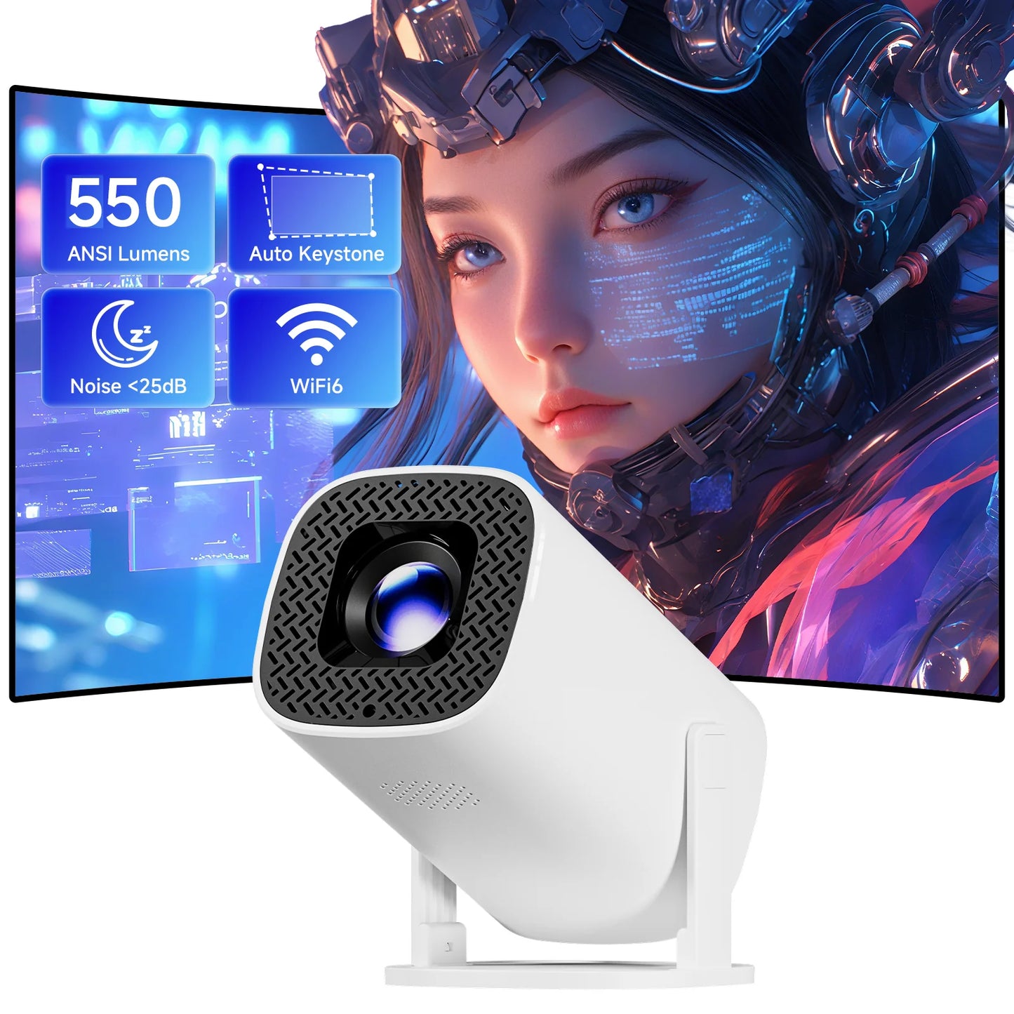 Original P30 PRO Smart Mini Projector Android 14 WiFi6 BT 5.0 Supports 4K Video Smart Home Theater Outdoor Portable Projector