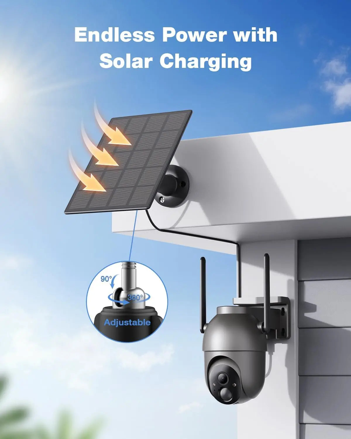 Wireless Outdoor Security Camera Kit - 4 Solar Cameras, No Monthly Fee, Color Night Vision, 360° PTZ, 4MP Live View