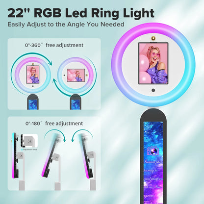 Portable iPad Photo Booth Machine Selfie Stand For Wedding Party Photobooth RGB Ring Light Voice Control Fast Deliver With Case