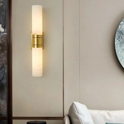 New Luxury Natural Marble LED Wall Lamp AC110V 220V Copper Wall Light for Indoor Villa Living Room Aisle TV Background Lighting
