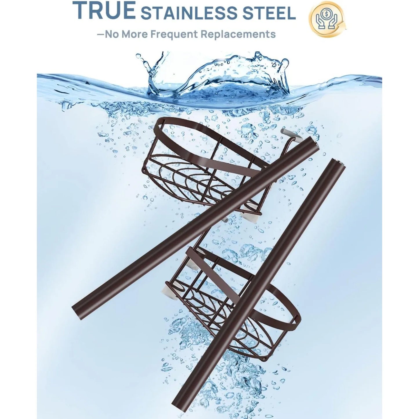 Rustproof Shower Corner Caddy Organizer for Bathroom,Tension Pole with 4 Baskets, for Bathtub Storage Rack,39.2 to 113 Inch