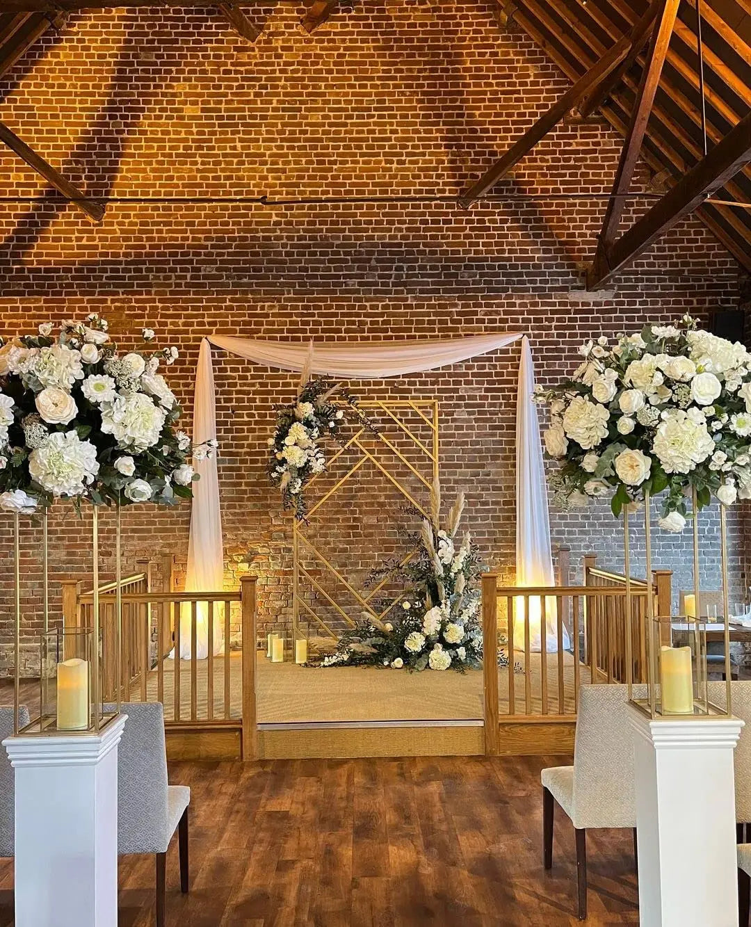 Gold Wedding Flower Stand Sets of 2, 24 Inch Tall Vase Column Stand Flower Holder, Metal Geometric Centerpieces for Table, Flowe