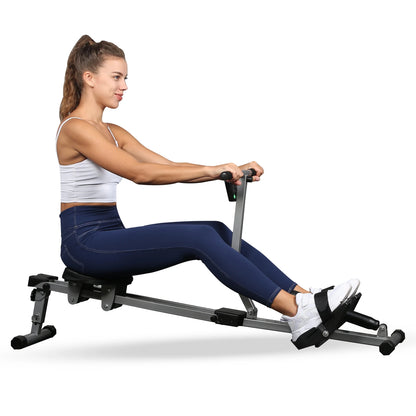 Fitness Rowing Machine Rower Ergometer, with 12 Levels of Adjustable Resistance, Digital Monitor and 260 lbs of Maximum Load, Bl