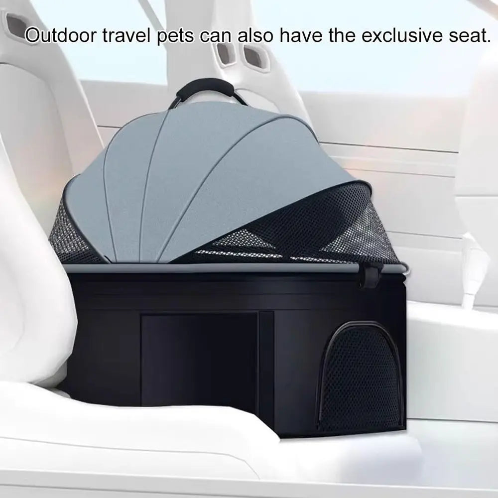 Breathable Pet Stroller for Small Dogs and Cats, Lightweight with Detachable Carrier & Cup Holder (Black)