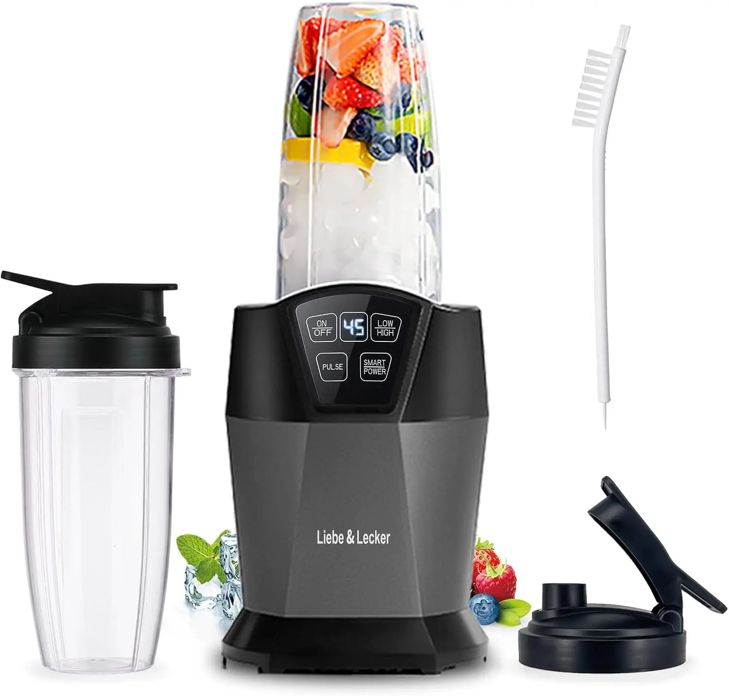 Blender with 1200W-Peak-Watts, Powerful Smoothie Blender Smart Technology Blended Frozen Fruit for Smoothies, with Two 28-oz To-