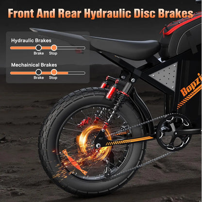 Electric Bike for Adults 3000W 60V 35AH 20" Fat Tire Electric-Motorcycle Dual Hydraulic Brakes Full Suspension Off-Road EBike