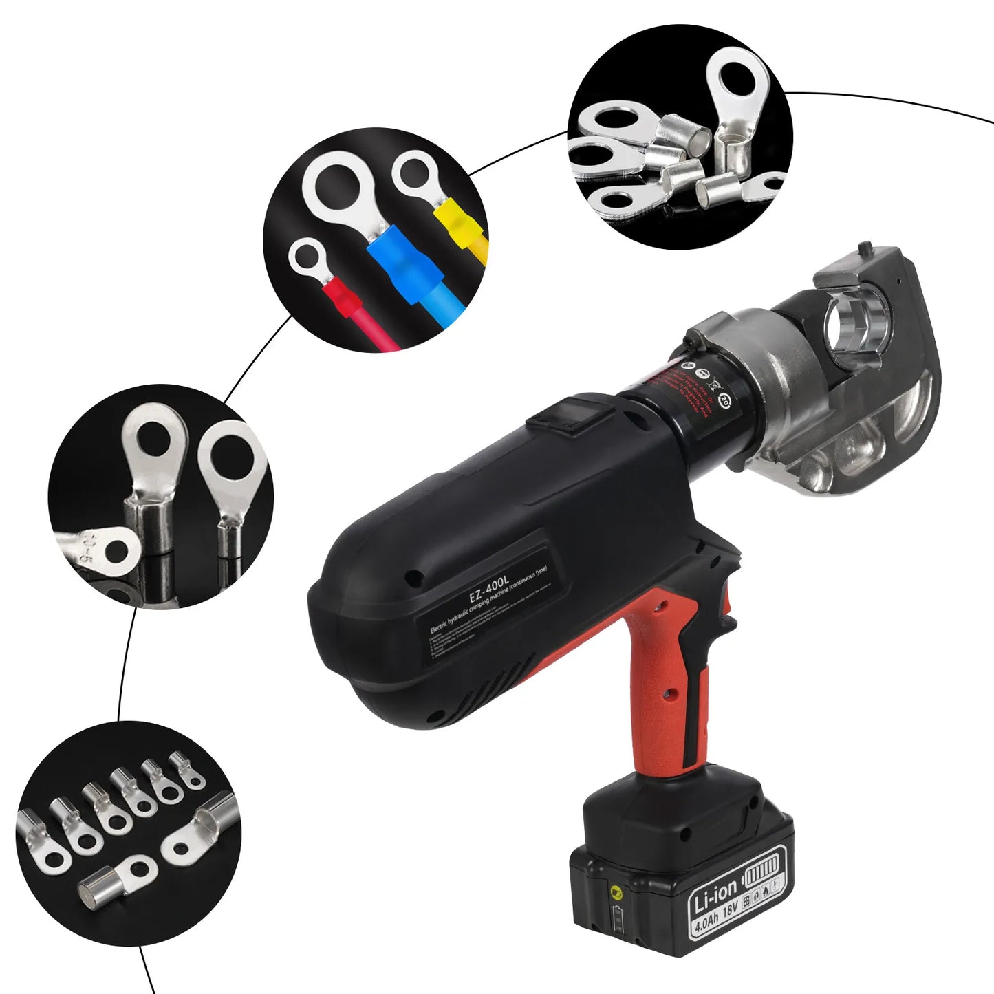 Rechargeable Electric Hydraulic Plier for Cable Crimping 18V Tool with 16-400mm2 Capacity