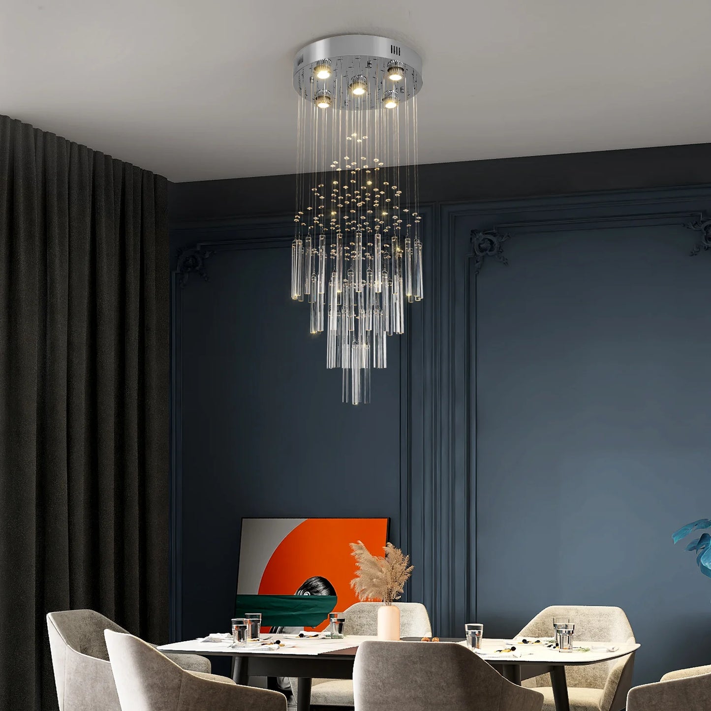 VETRULUS Crystal Ceiling Chandelier Luxury Home Decor Living Room Bedroom  Pendant Lights Lustre Lighting Fixture Ceiling Lamps