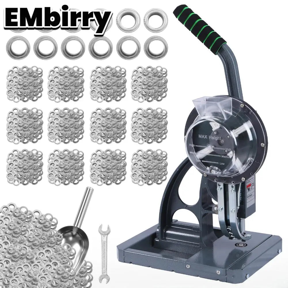Semi-Automatic Grommet Machine Heavy Duty Hand Press Eyelet Grommet Machine Puncher Eyelet Tool with 5000PCS Grommet 10mm
