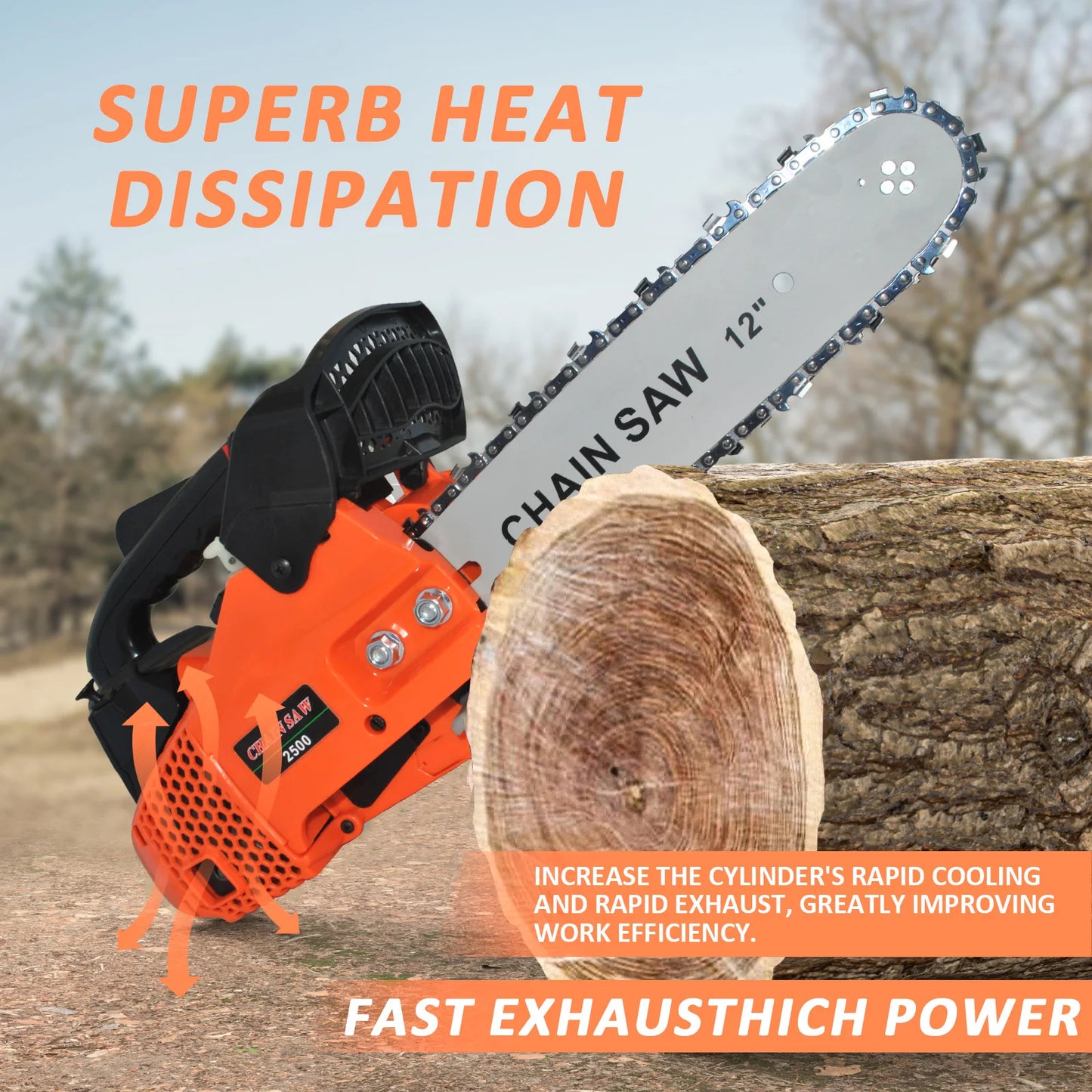 26CC 2-Cycle 12 Inch Petrol Handheld Cordless Chain Saw Top Handle Gas Powered Chainsaw