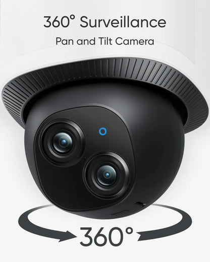 Outdoor Security Camera with 360° PTZ, 24/7 Recording, Motion Detection, Built-In Siren, Dual Cameras, No Monthly Fee