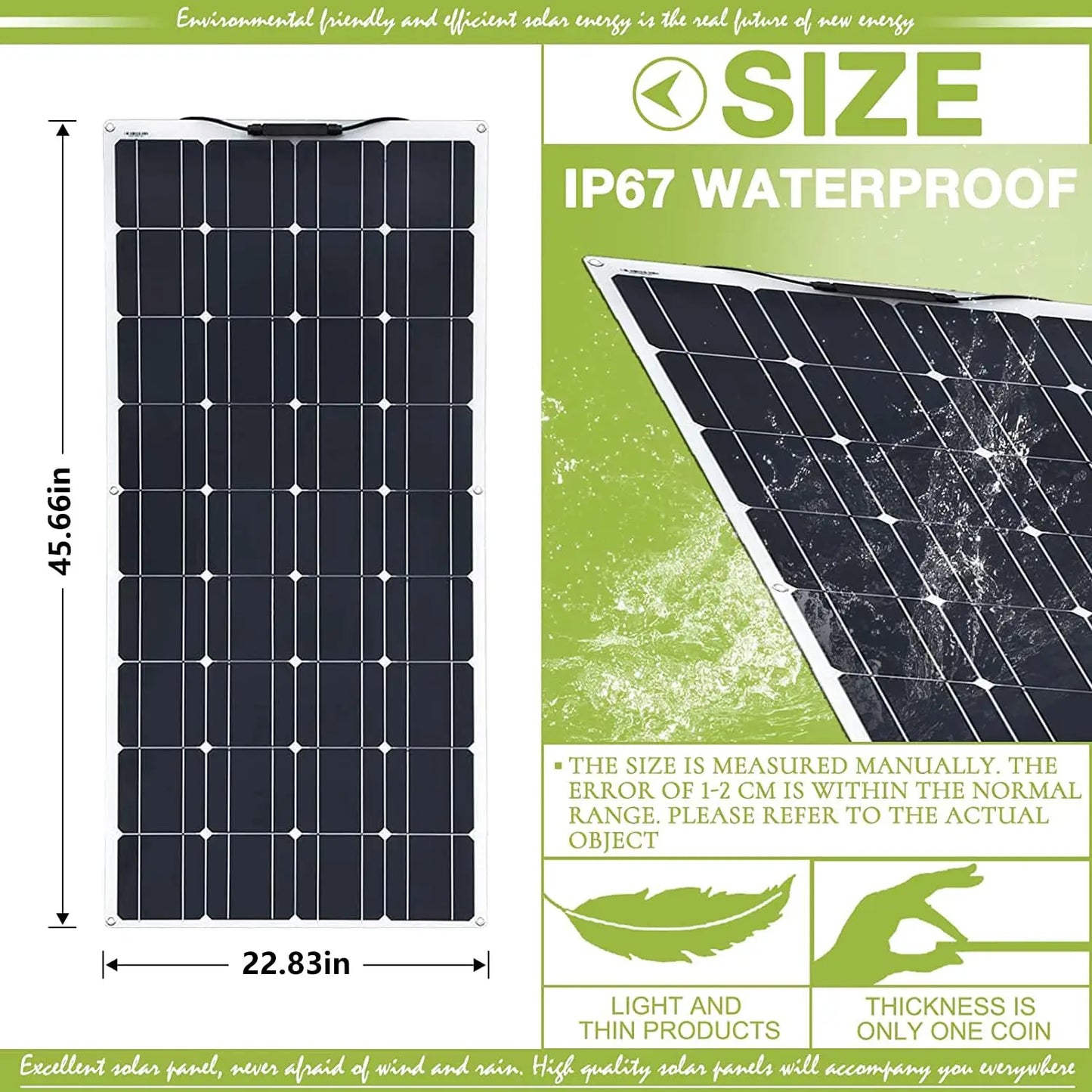 800 Watt Flexible Solar Panel for RV, 2 × 400 Watt 12 Volt Solar Power Panel Kit with 40A Solar Charge Controller, Customized