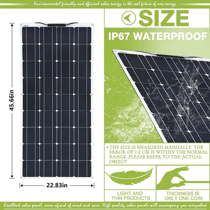 800 Watt Flexible Solar Panel for RV, 2 × 400 Watt 12 Volt Solar Power Panel Kit with 40A Solar Charge Controller, Customized