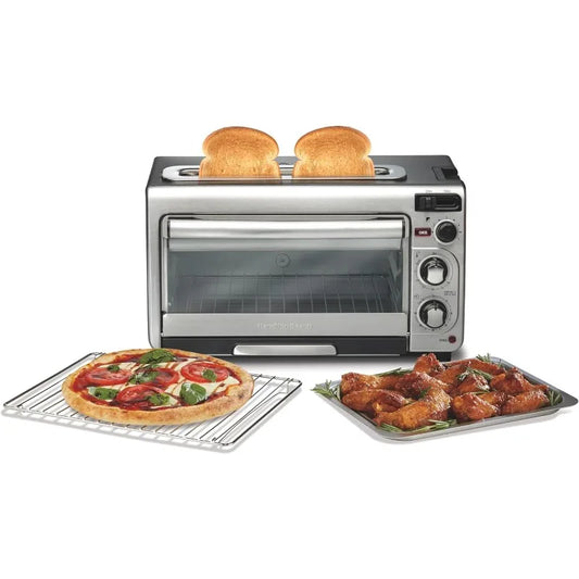 Hamilton Beach 2-in-1 Countertop Toaster Oven and Long Slot 2 Slice Toaster, 60 Minute Timer and Automatic Shut Off
